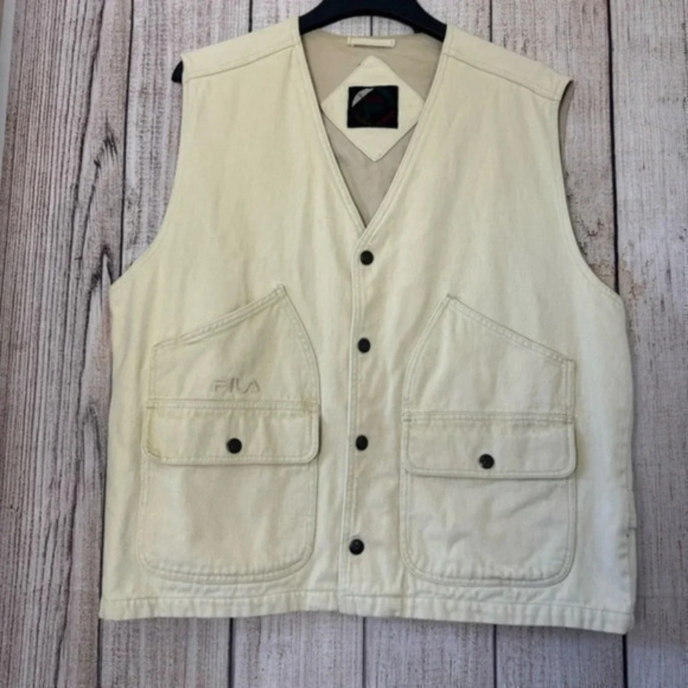 Vintage Fila Mens Fishing/Hiking Denim Vest size Large
